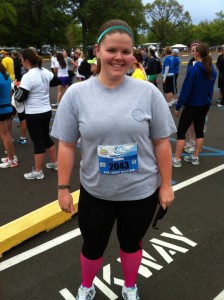 Jess at a Marathon in 2012 at 250 lbs.