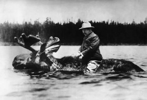 He's riding a moose. IN A RIVER. LIKE A BOSS. #PRESIDENTIAL